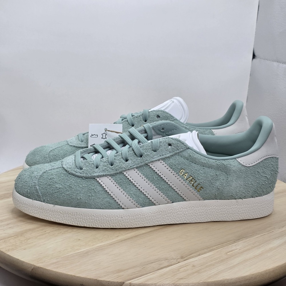 ADIDAS Gazelle Mint Green and off White Athletic Shoes